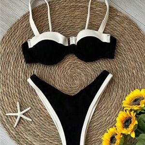 SHEIN Black and White Bikini Set